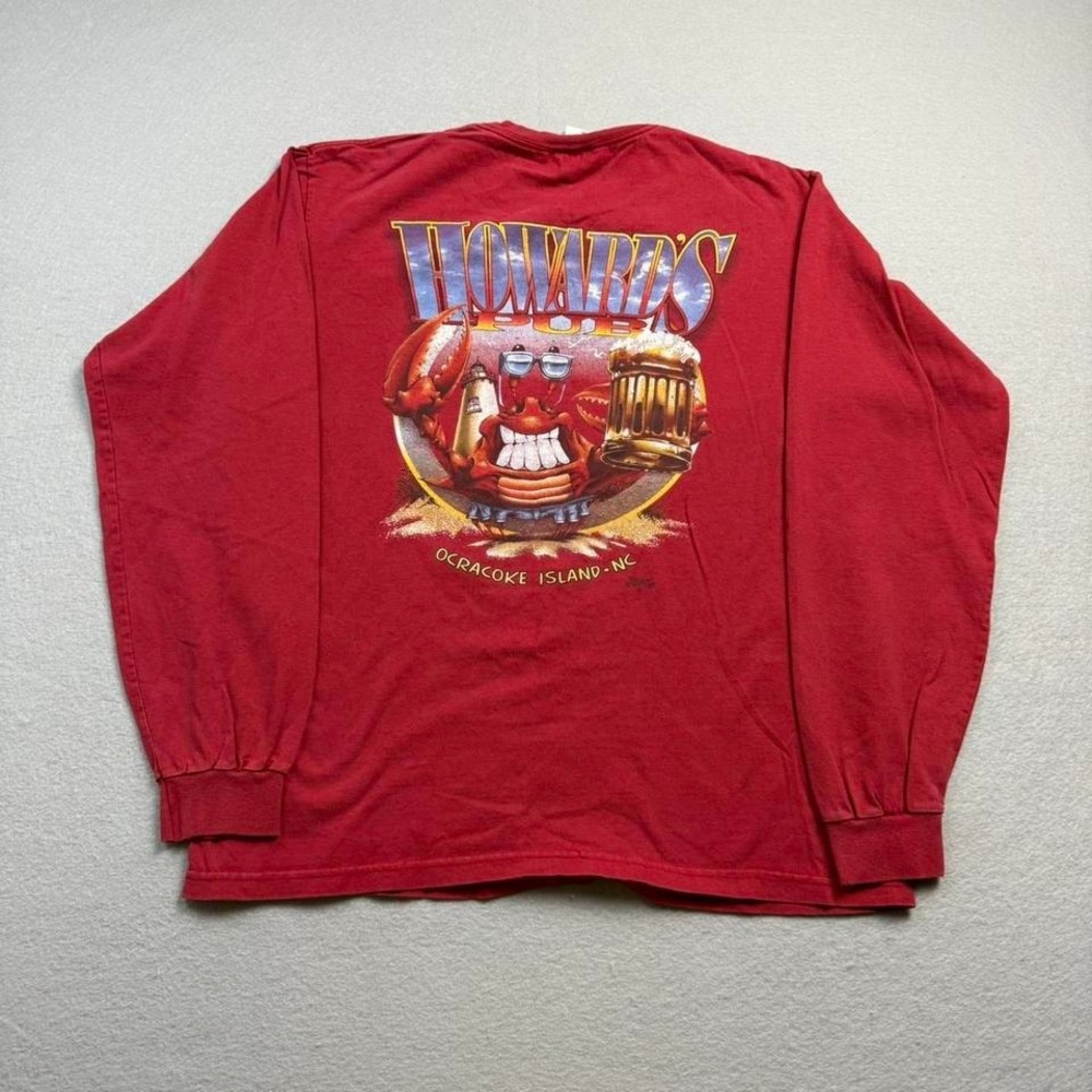 Howards Ocracoke Island NC Long Sleeve Tee Red Medium